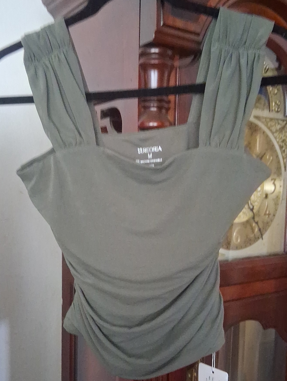 ReoRia Olive Green Ruched Strap Tank